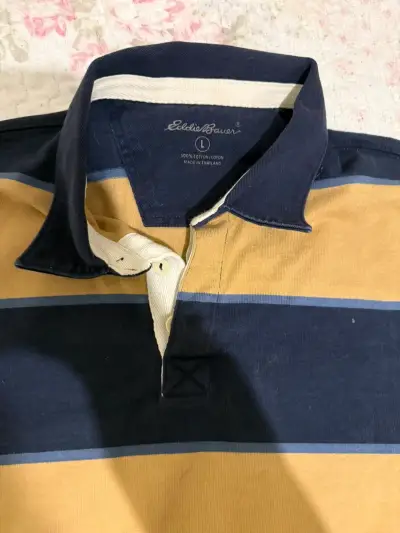 Polera de rayas Eddie Bauer azul y beige - miniatura 2