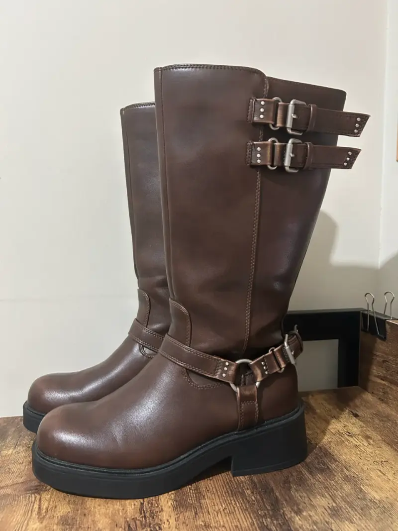 Botas Biker ecocuero Café - 1
