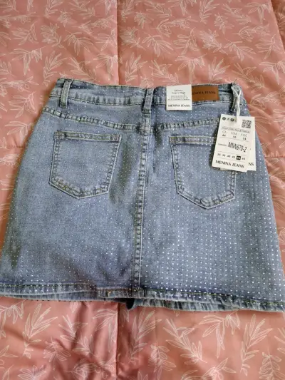 Falda de mezclilla Menina Jeans con brillantes - miniatura 1