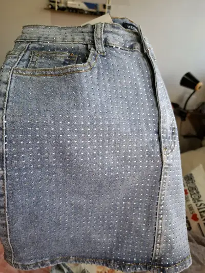 Falda de mezclilla Menina Jeans con brillantes - miniatura 3