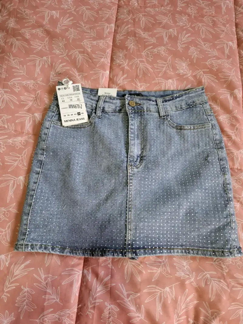 Falda de mezclilla Menina Jeans con brillantes - 4