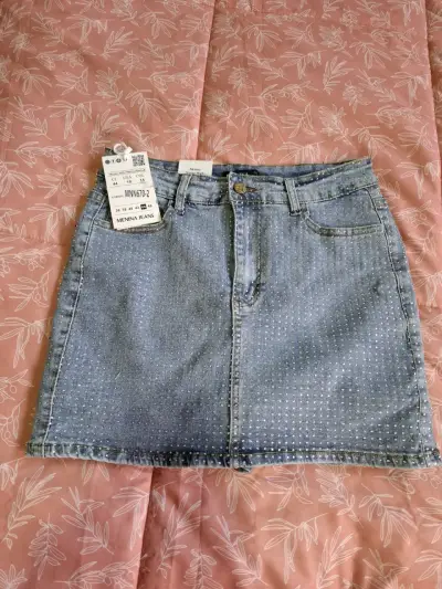 Falda de mezclilla Menina Jeans con brillantes - miniatura 4