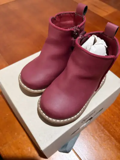 Botines de cuero burdeos para niña - miniatura 1