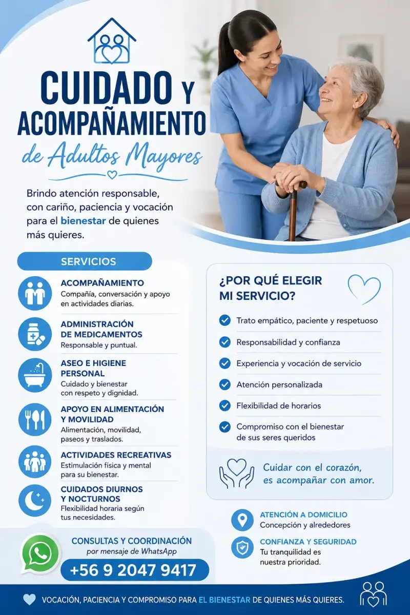 Servicio de cuidado y acompañamiento de adultos mayores