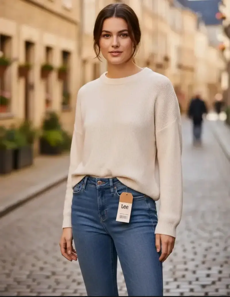Jeans Lee Pierna Recta Straight Leg Tiro Alto 38 - 1
