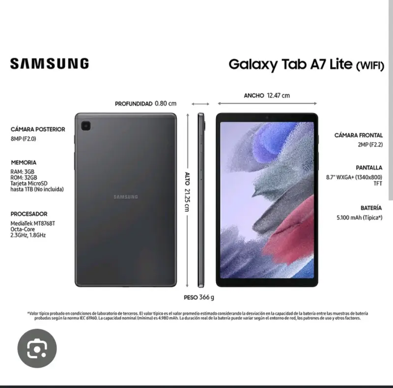 Tablet Samsung Galaxy Tab A 7 8.7" 64GB - 2