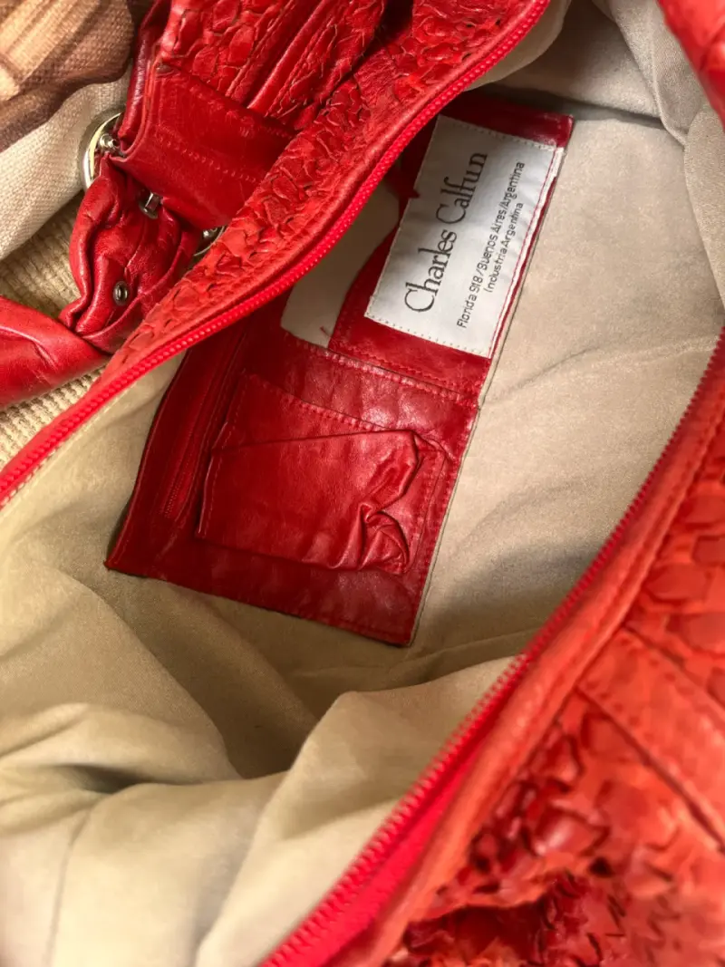 Cartera de cuero Charles Calfun roja - 3