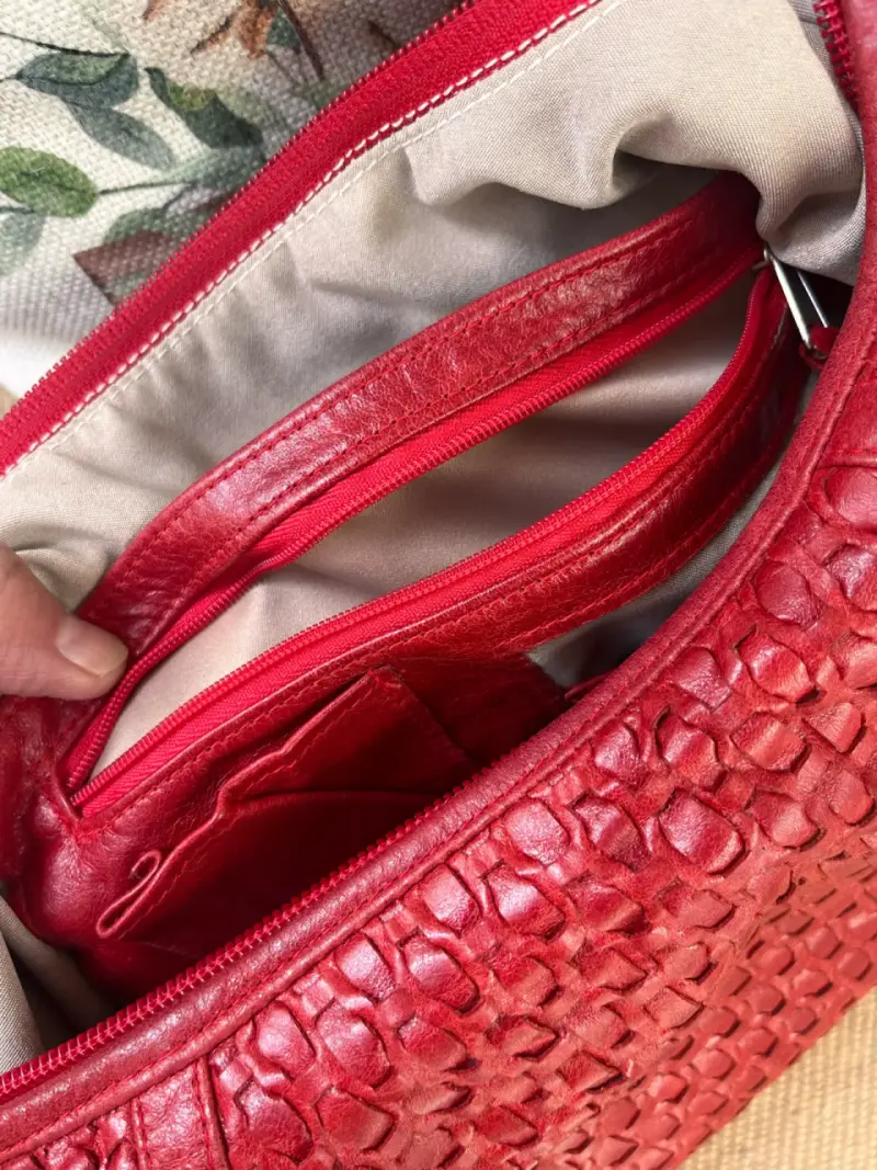 Cartera de cuero Charles Calfun roja - 4