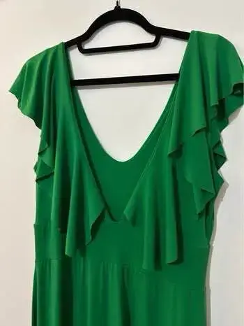 Vestido largo verde elegante para mujer - miniatura 4