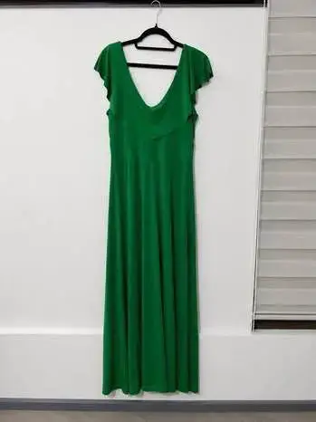 Vestido largo verde elegante para mujer - miniatura 5