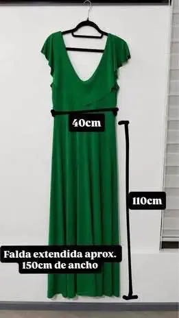 Vestido largo verde elegante para mujer - 6