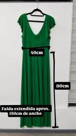 Vestido largo verde elegante para mujer - miniatura 6