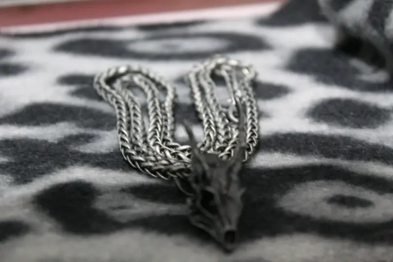 Collar con colgante de calavera de dragón - 3