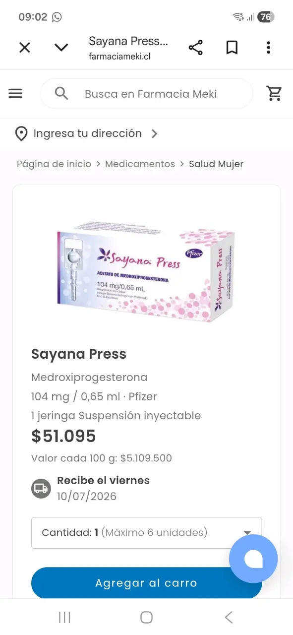 Sayana Press anticonceptivo inyectable 104 mg - 2