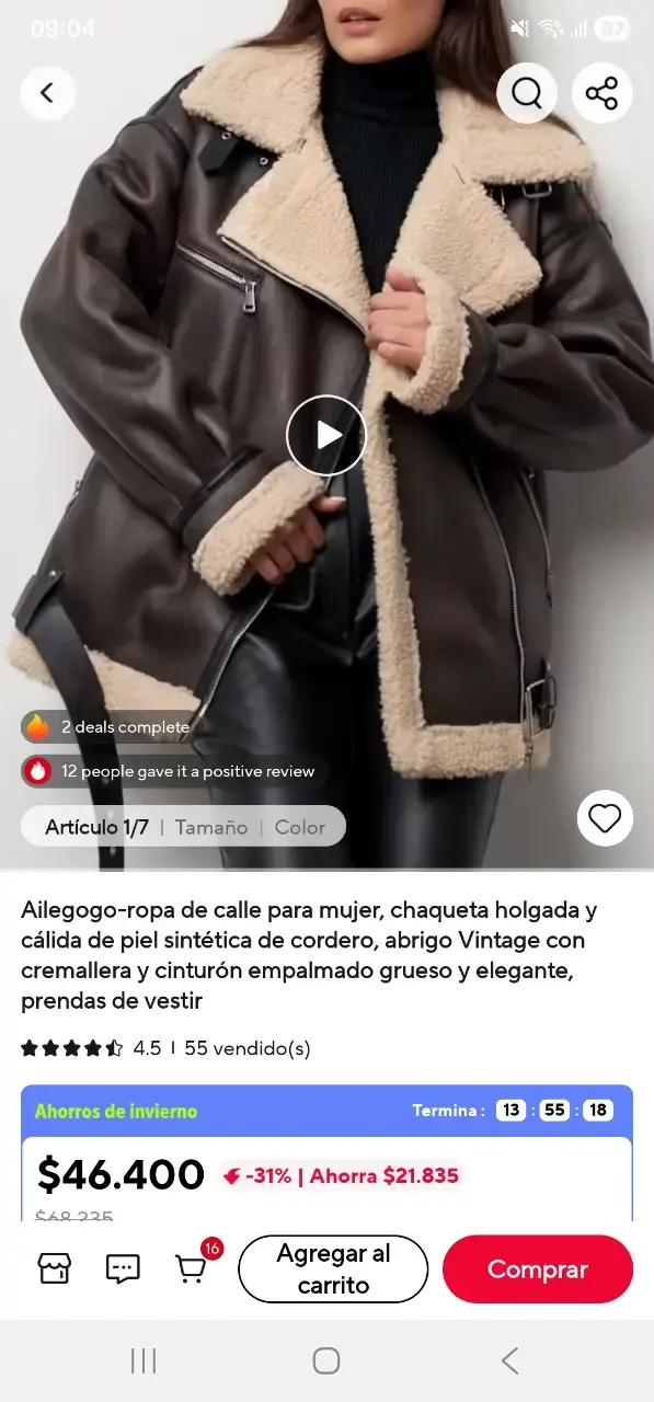 Chaqueta de aviador con forro de lana - 2
