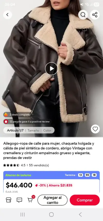 Chaqueta de aviador con forro de lana - miniatura 2