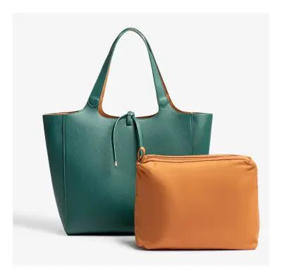 Bolso tote verde de cuero elegante - miniatura 2