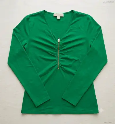 Polera verde con cierre frontal - miniatura 1