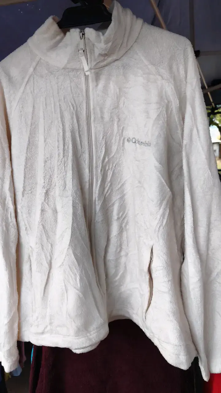 Chaqueta polar Columbia blanca con capucha - 2