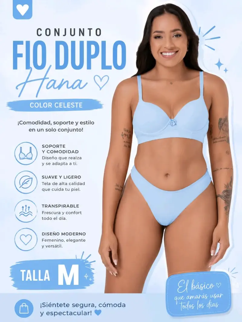 Conjunto Fio Duplo Hana celeste
