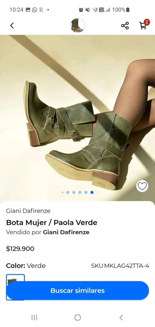 Botas de cuero verde con hebillas - 3