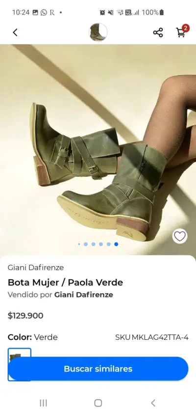 Botas de cuero verde con hebillas - miniatura 3