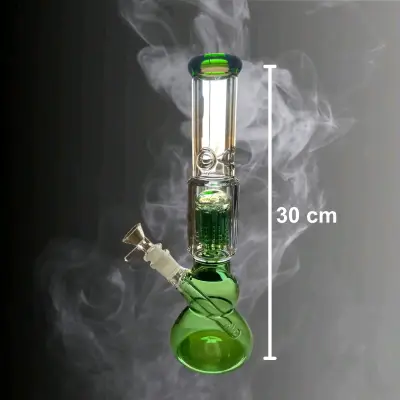 Bong de vidrio con percolador verde 30 cm - miniatura 1