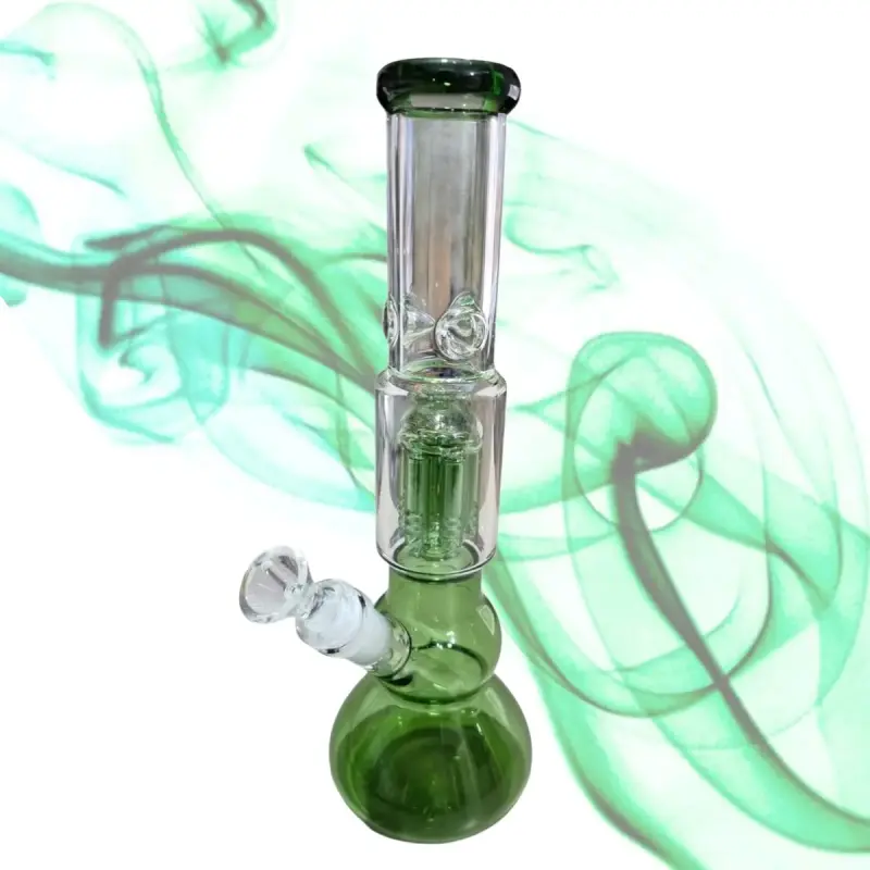 Bong de vidrio con percolador verde 30 cm - 2