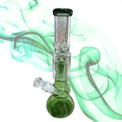 Bong de vidrio con percolador verde 30 cm - miniatura 2