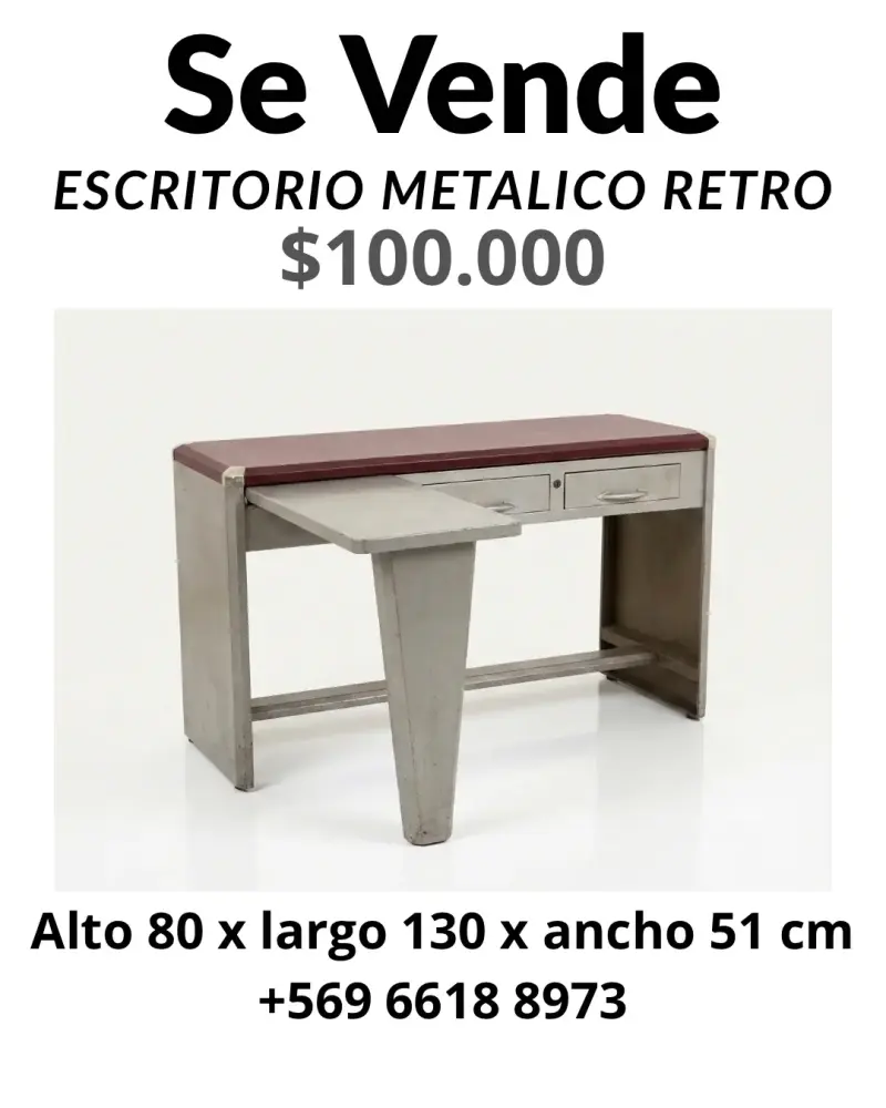 Escritorio metálico retro con cajones