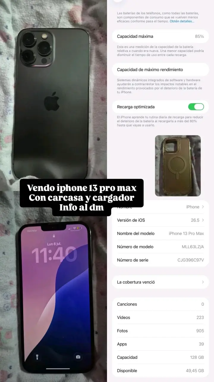 iPhone 13 Pro Max grafito , con carcasa y cargador - 1