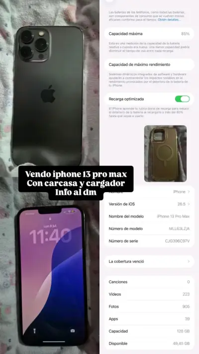 iPhone 13 Pro Max grafito , con carcasa y cargador - miniatura 1