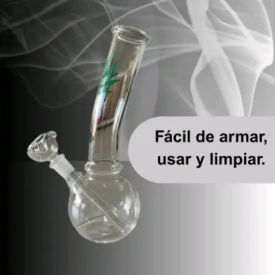 Bong de vidrio con diseño de hoja - miniatura 1