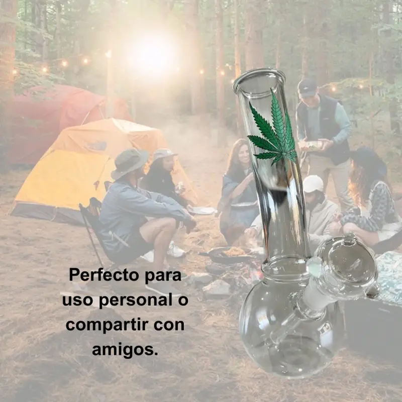 Bong de vidrio con diseño de hoja - 4