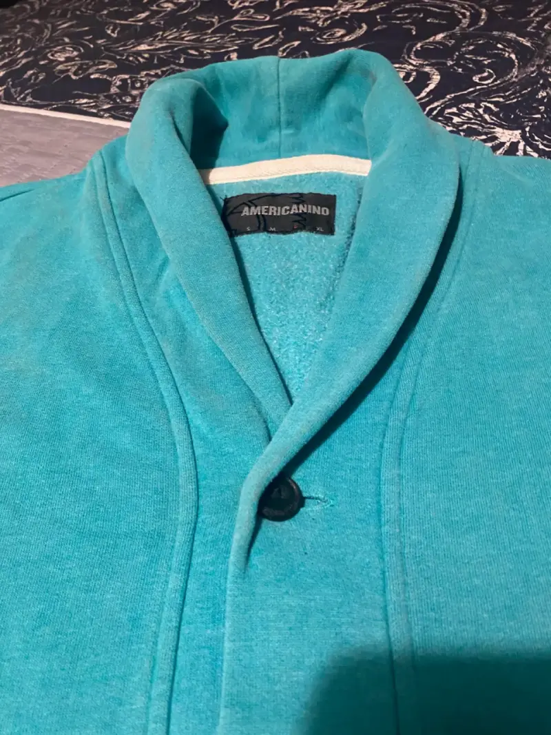 Cárdigan turquesa Americano con cuello - 1