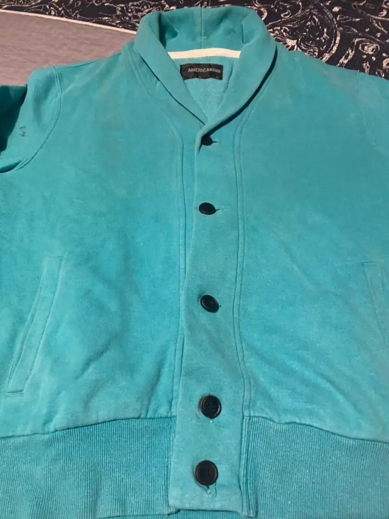 Cárdigan turquesa Americano con cuello - 3