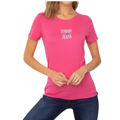 Polera Tommy Jeans rosa Logo Slim Fit, Talla S - miniatura 1