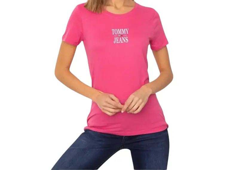 Polera Tommy Jeans rosa Logo Slim Fit, Talla S - 4