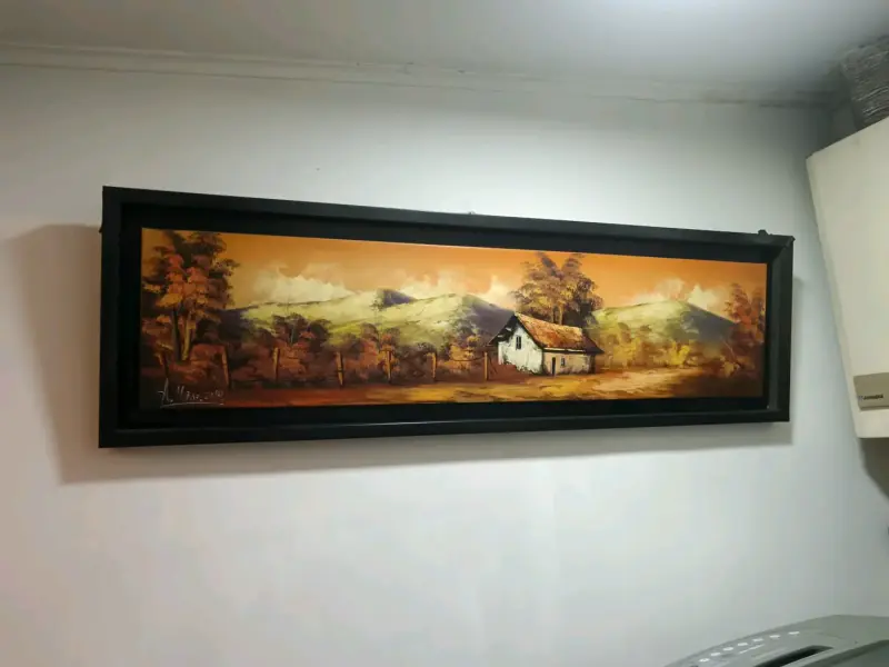 Cuadro paisaje rural enmarcado