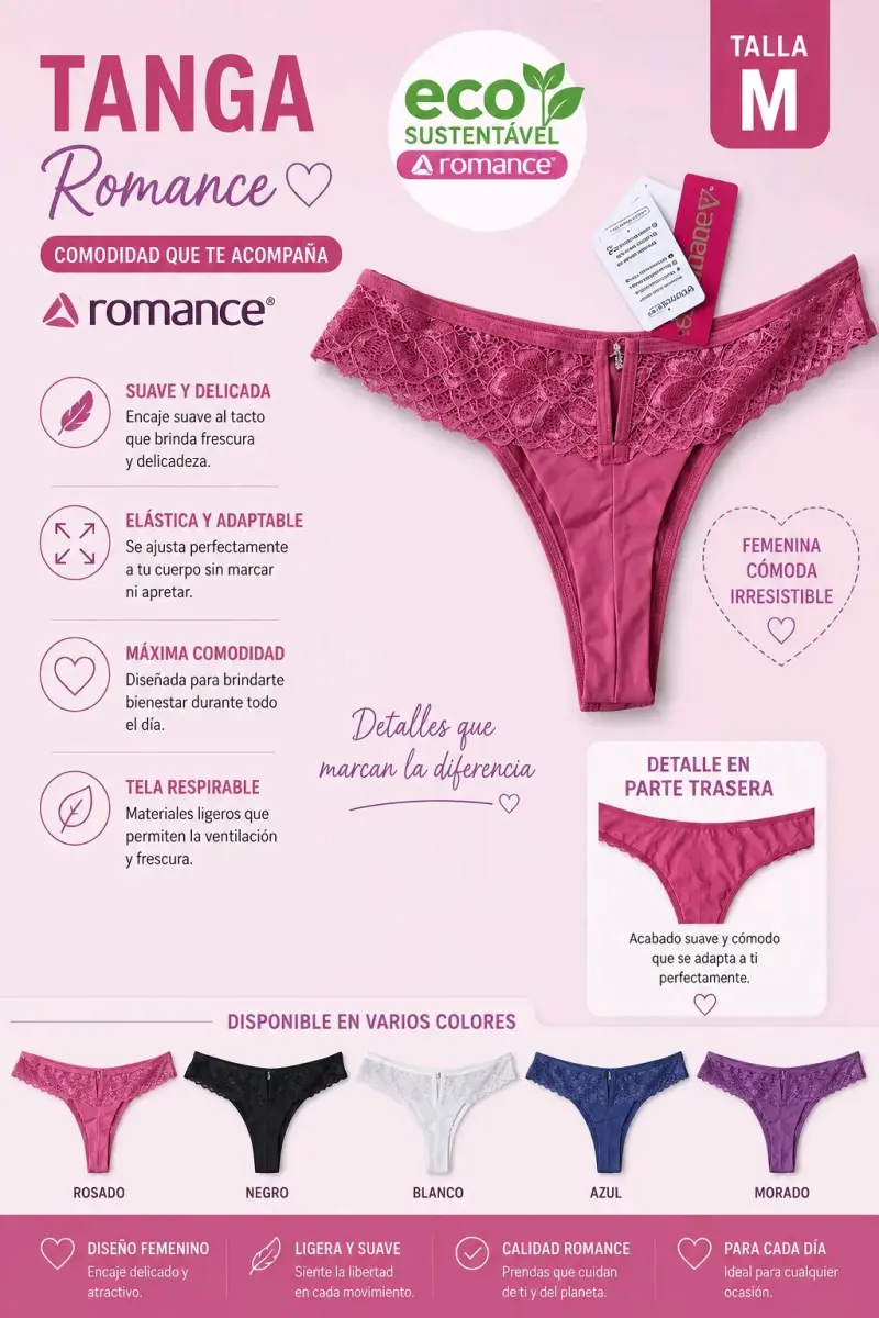 Tanga Romance rosada talla M