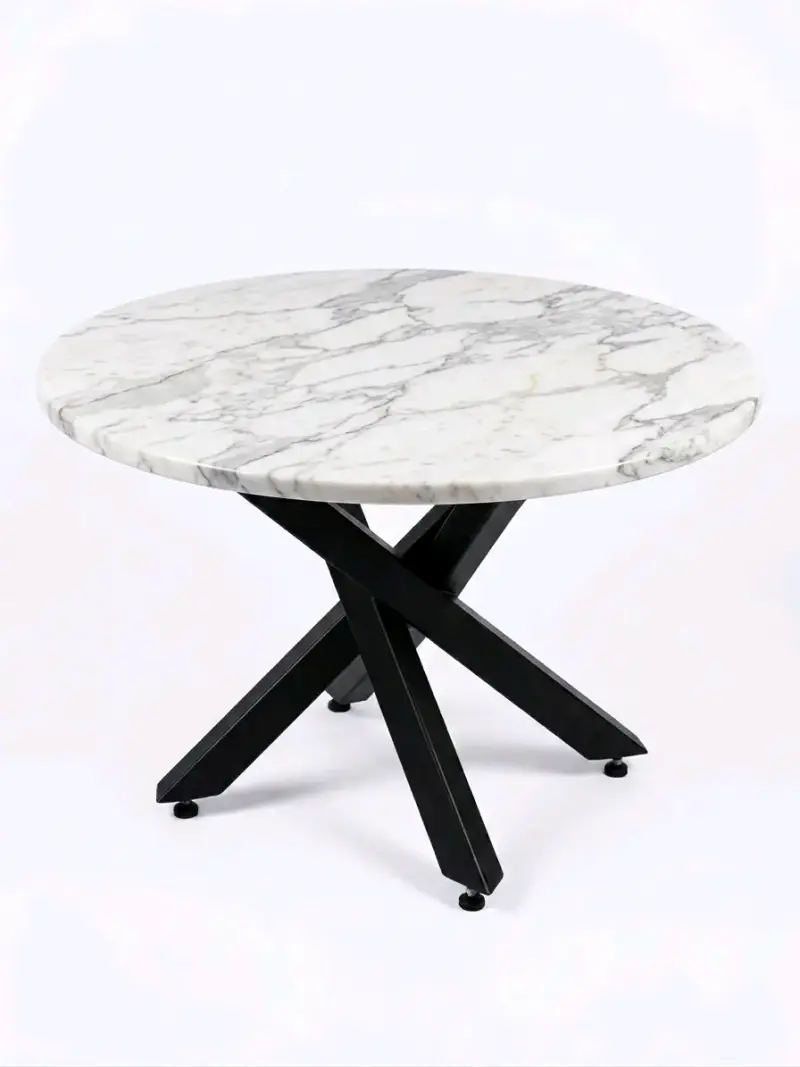 Mesa redonda de resina epóxica con base metálica - 1