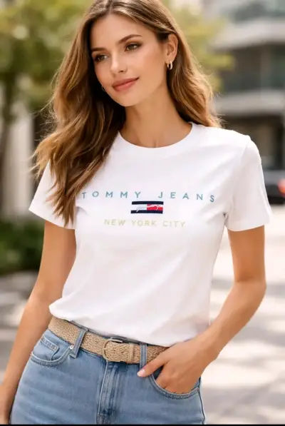 Polera Tommy Jeans Logo Bordado Regular Fit - miniatura 1