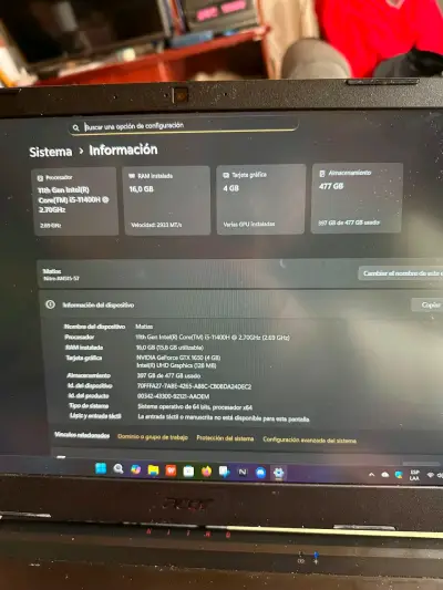 Laptop Acer Nitro 5 con Intel i5 y 16GB RAM - miniatura 1