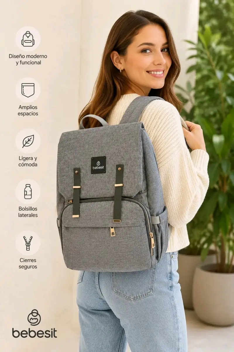Mochila Bebesit gris para pañales - 3