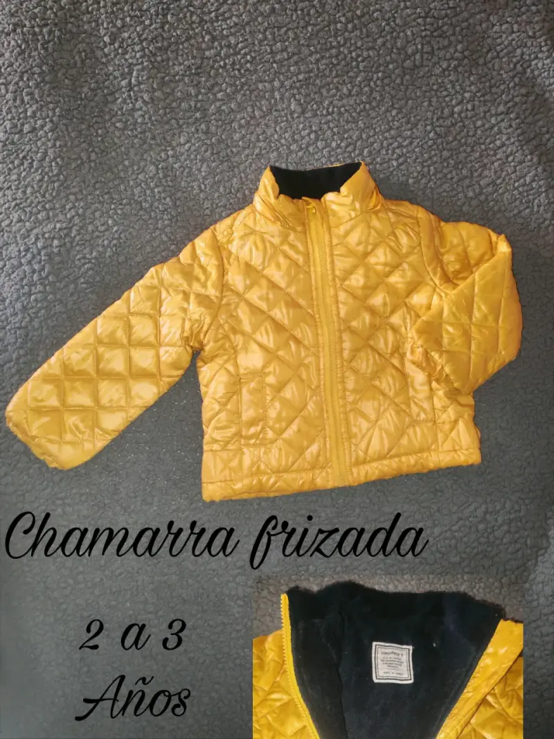 Chamarra frizada amarilla para niños 2-3 años