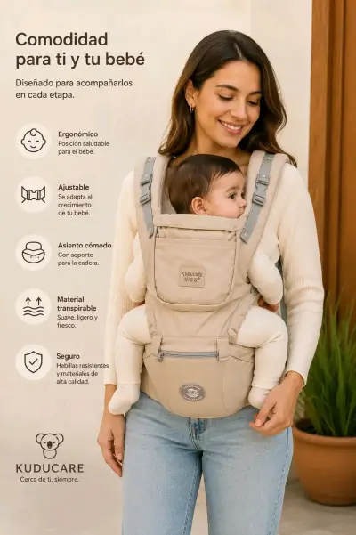 Mochila portabebé ergonómica sturdyfish beige - miniatura 1
