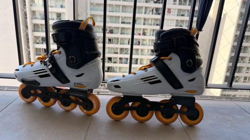 Patines en línea Oxelo talla 46 blancos y negros - 2
