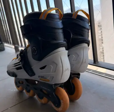Patines en línea Oxelo talla 46 blancos y negros - miniatura 4