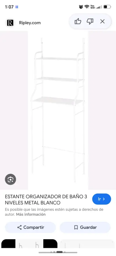 Estante organizador de baño metálico blanco - miniatura 2