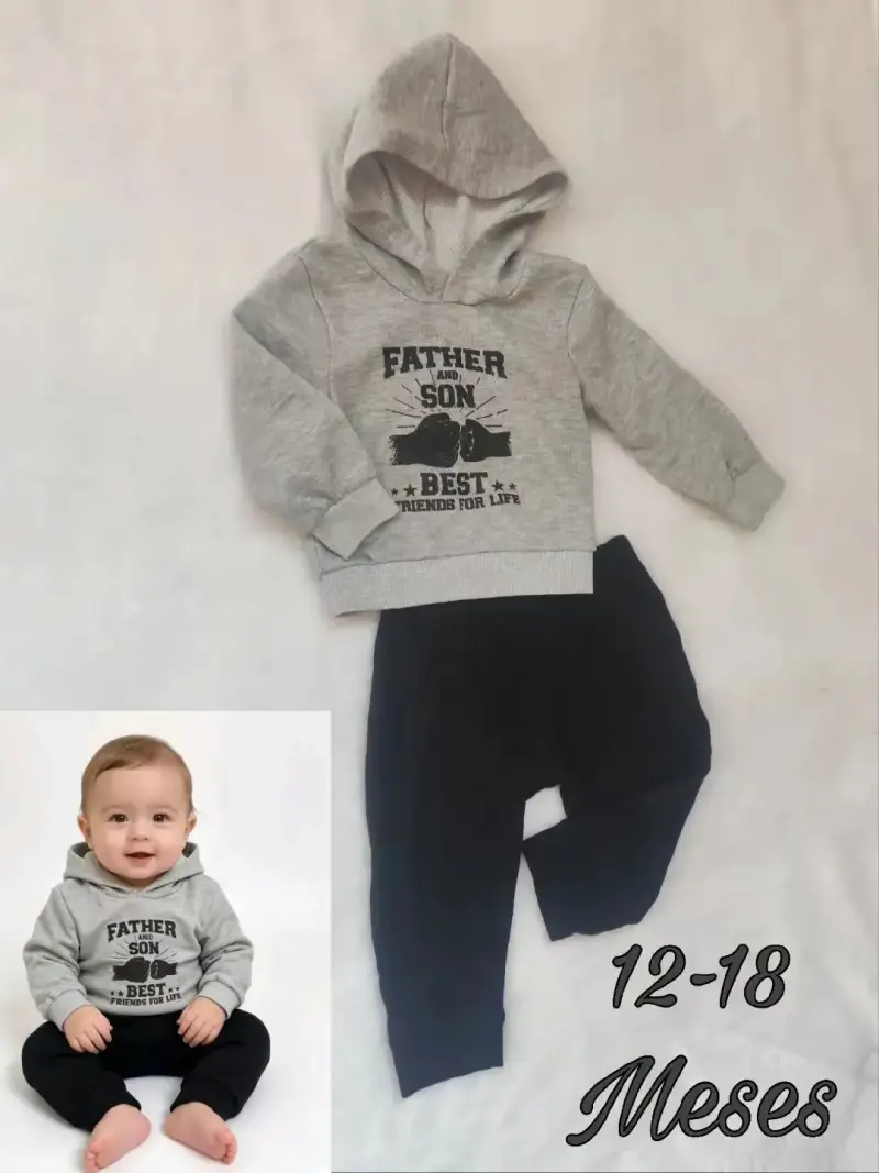 Conjunto infantil gris "Father and Son" 12-18meses